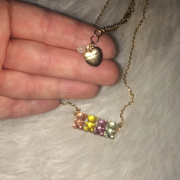 Betsey Johnson Gold Chain Pastel Gummy Bear Necklace - Picture 5 of 7